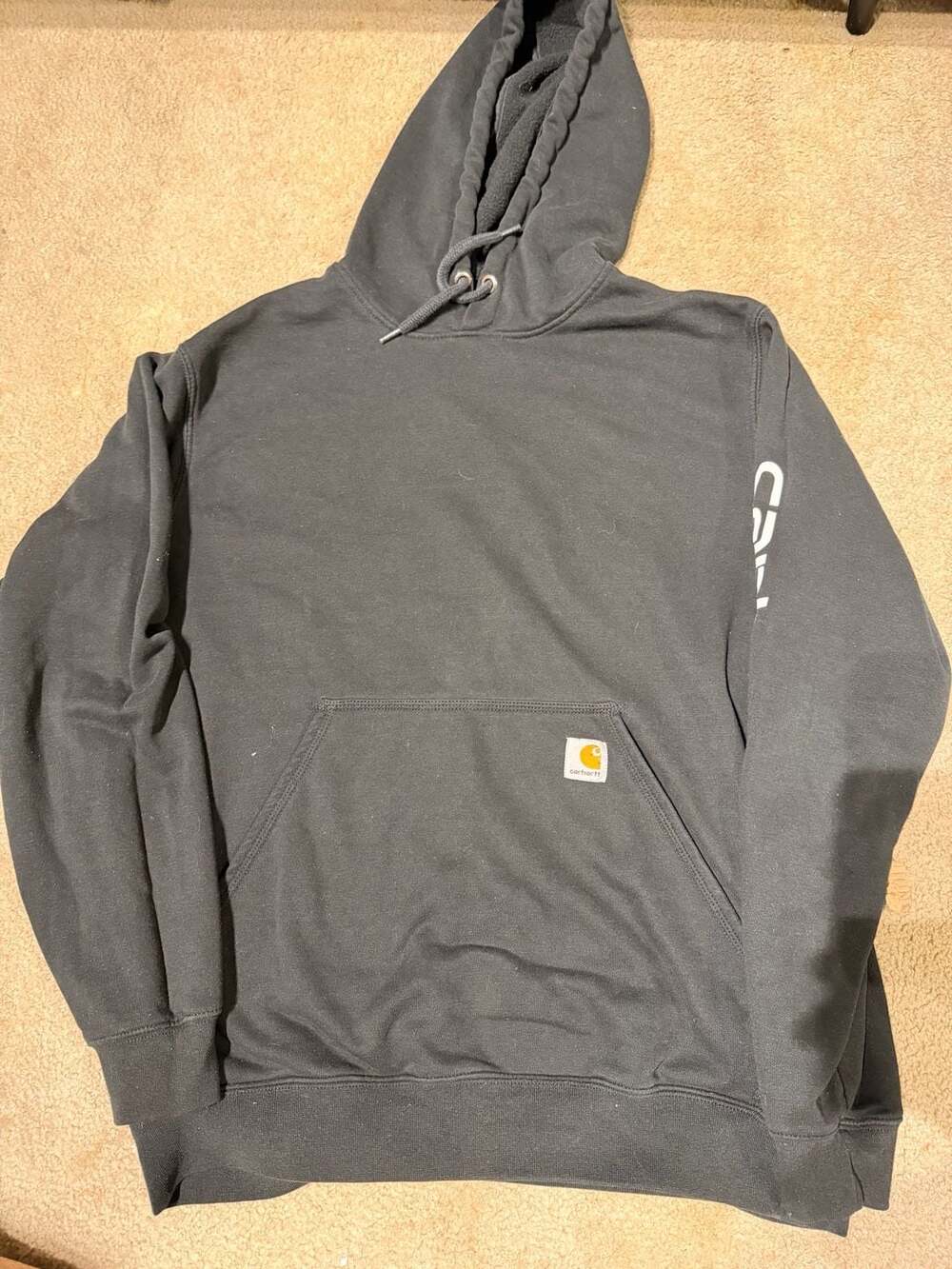Carhartt Original Fit Sleeve Logo Hooded Sweatshirt Black Medium